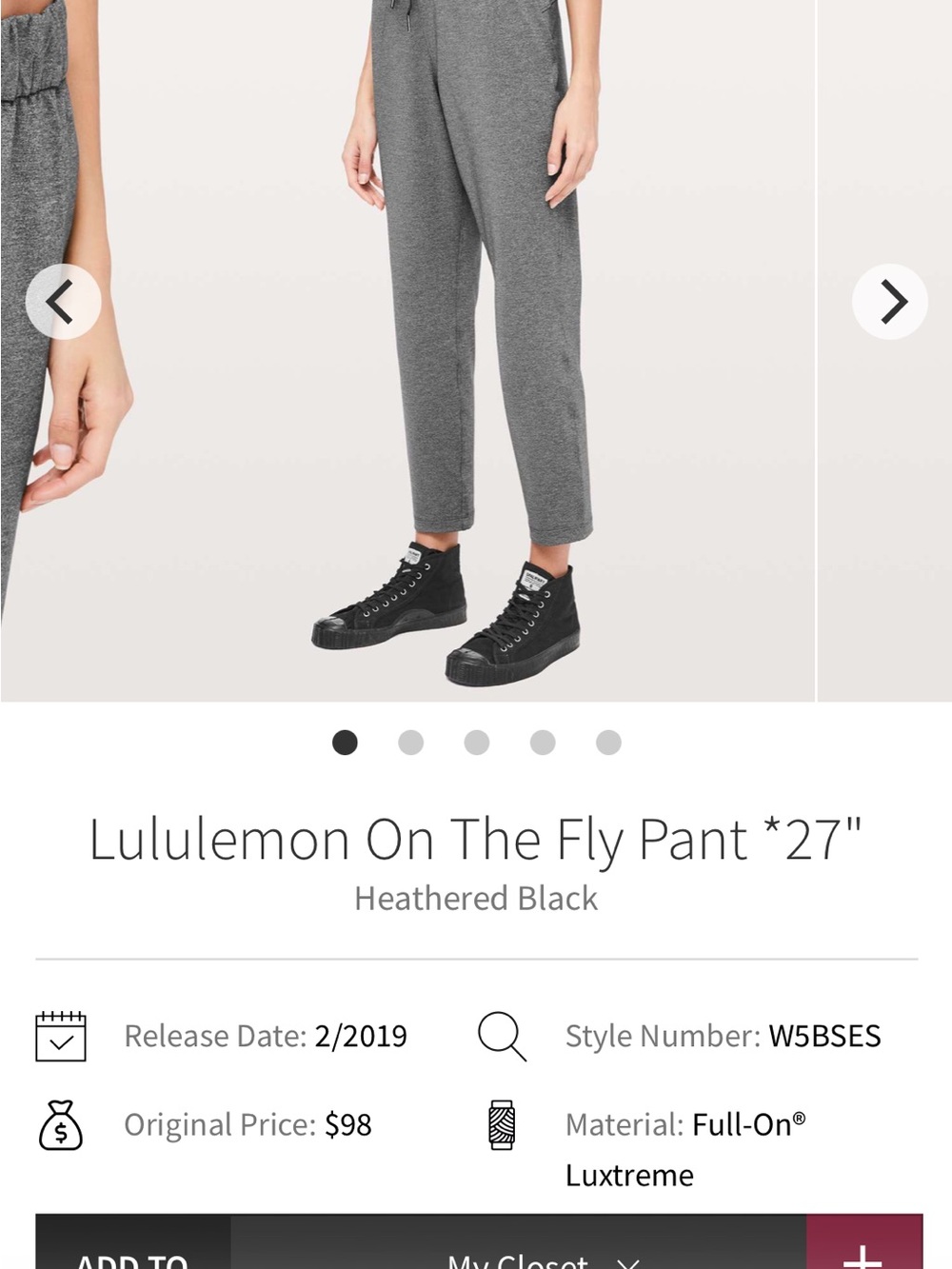 lululemon athletica On The Fly Pant - Heathered Gray